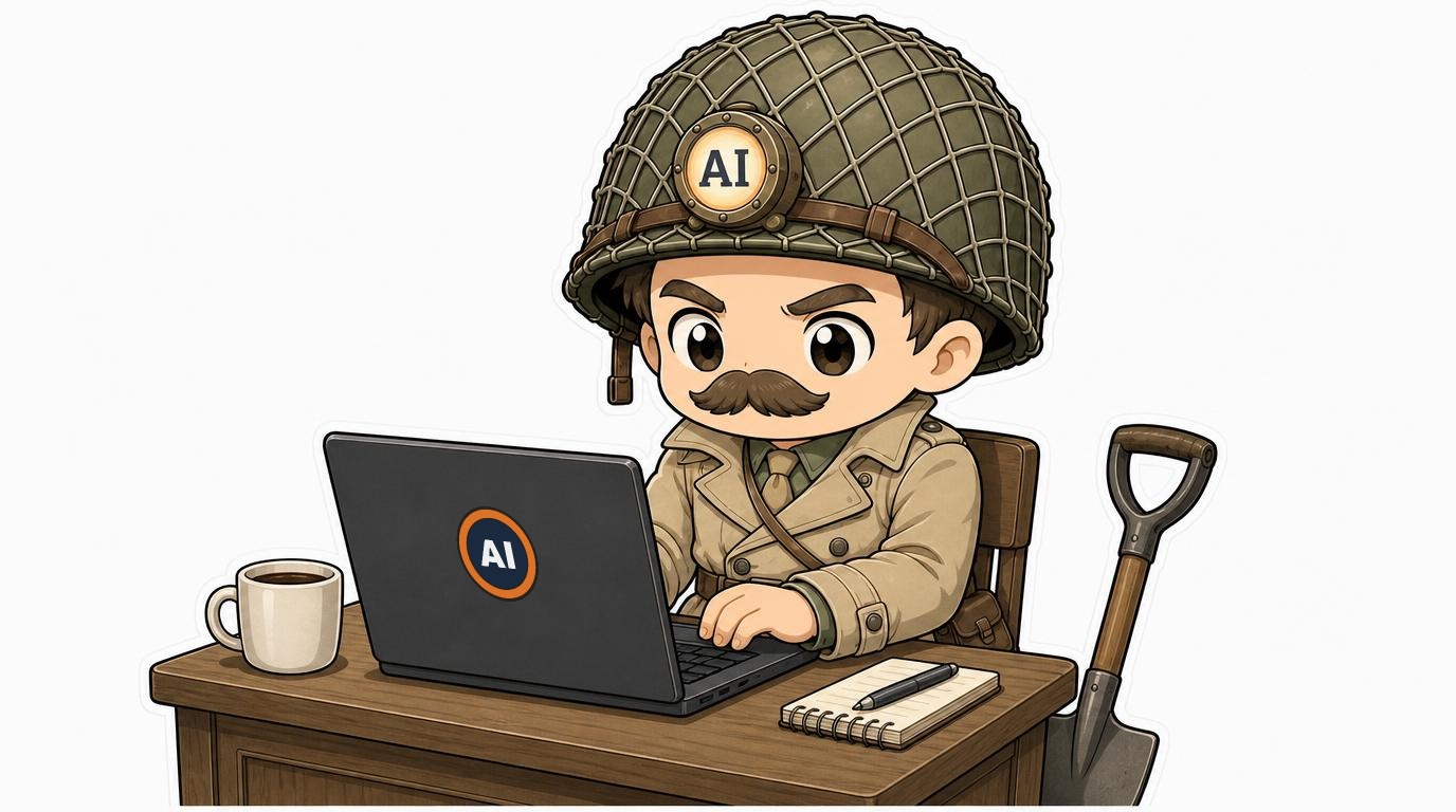 隊長が机でノートパソコンに向かい、診断メモを書いている